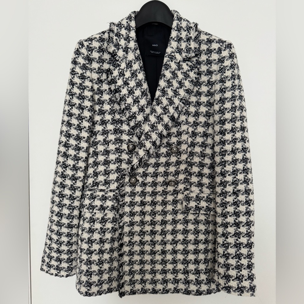 Mango MNG Houndstooth Double-Breasted Women's Blazer jacket XS Pristine